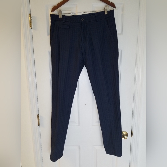 Zara Man Navy Blue Textured Pants Size 34W - Picture 1 of 11